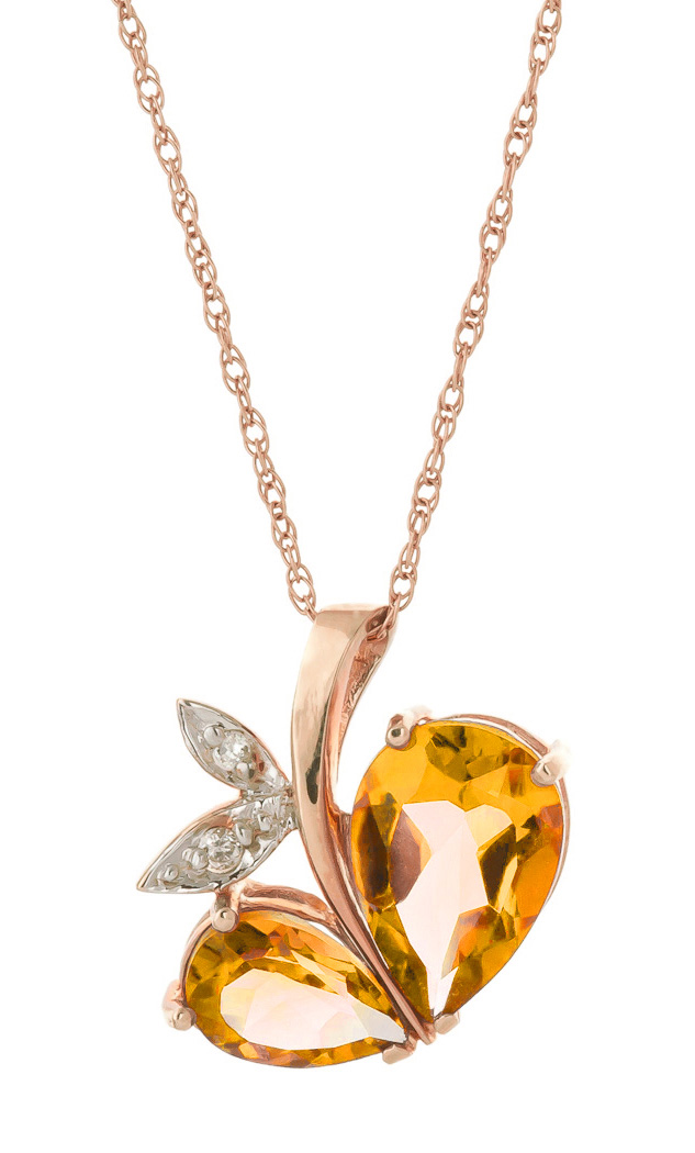 Citrine & Diamond Eternal Pendant Necklace in 9ct Rose Gold