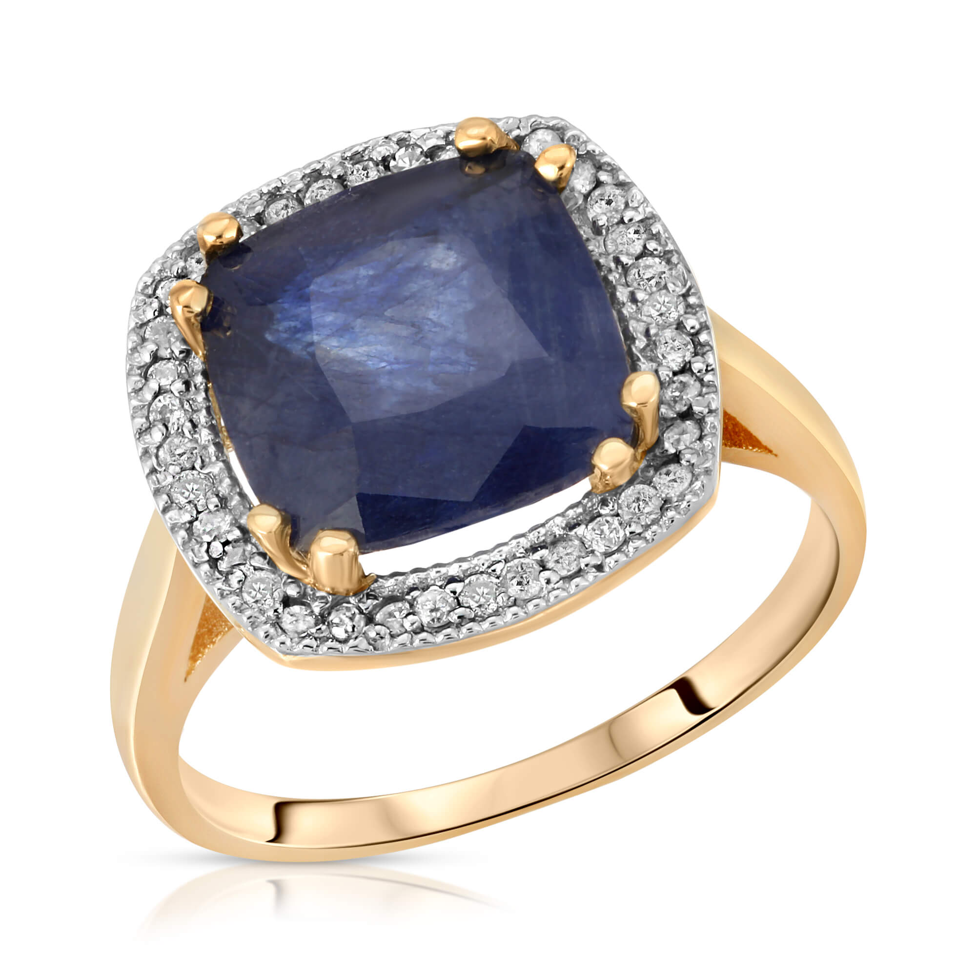 Cushion Cut Sapphire Ring 5.9 ctw in 9ct Gold