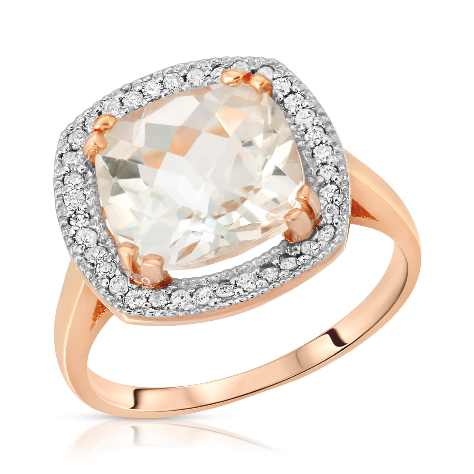 Cushion Cut White Topaz Ring 5.2 ctw in 18ct Rose Gold