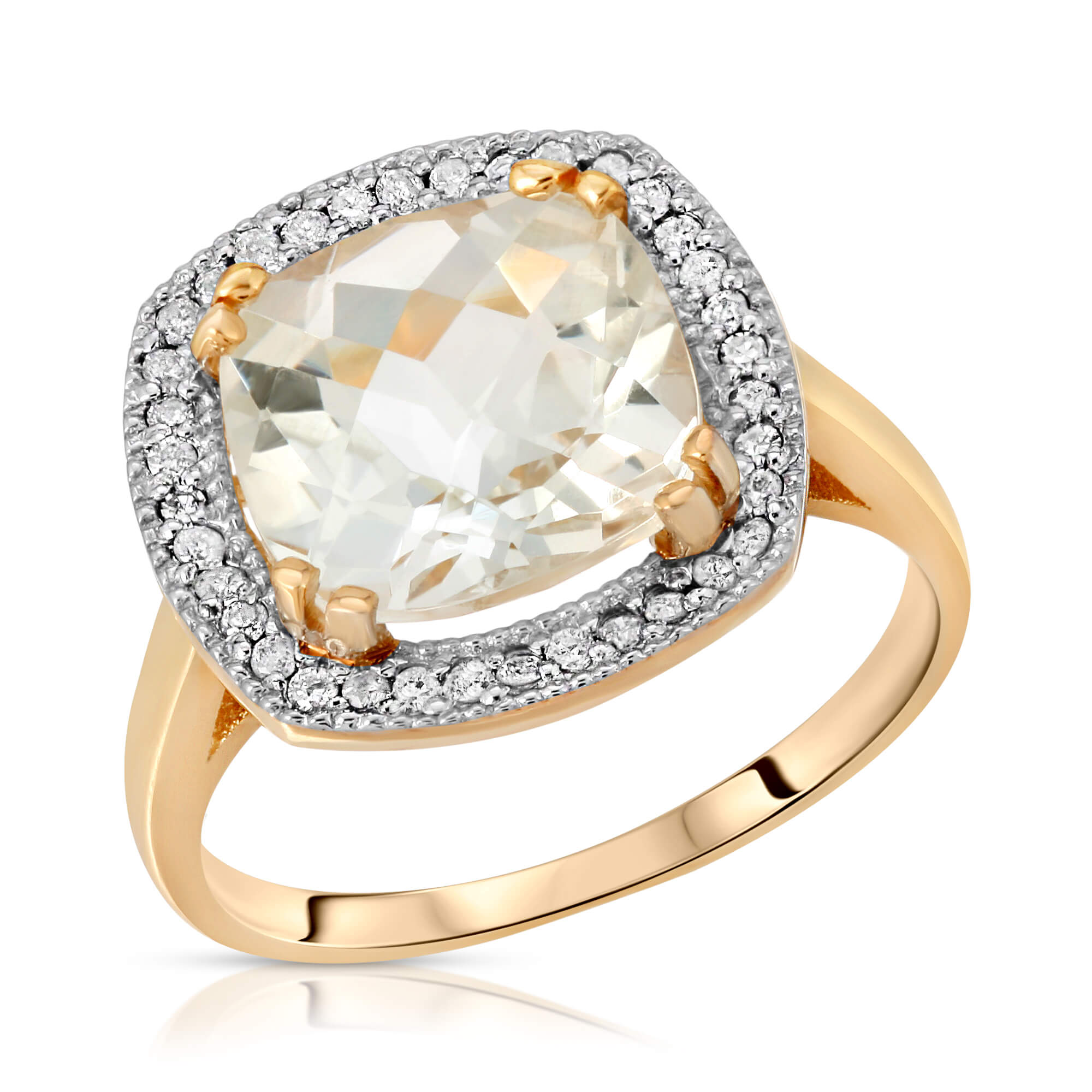 Cushion Cut White Topaz Ring 5.2 ctw in 9ct Gold