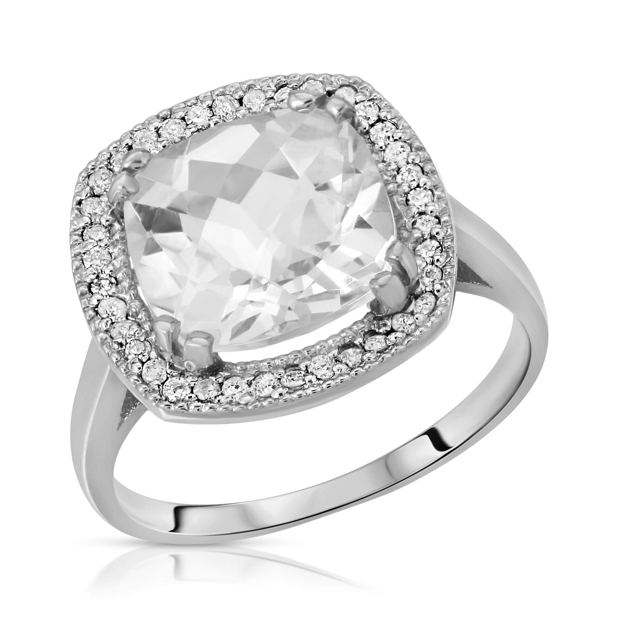 Cushion Cut White Topaz Ring 5.2 ctw in Sterling Silver