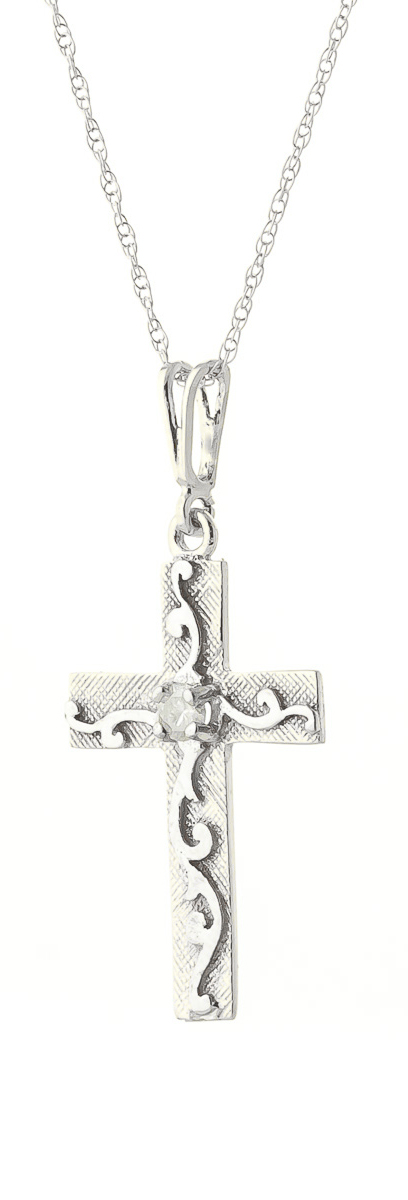 Diamond Cross Pendant Necklace 0.05 ct in 9ct White Gold