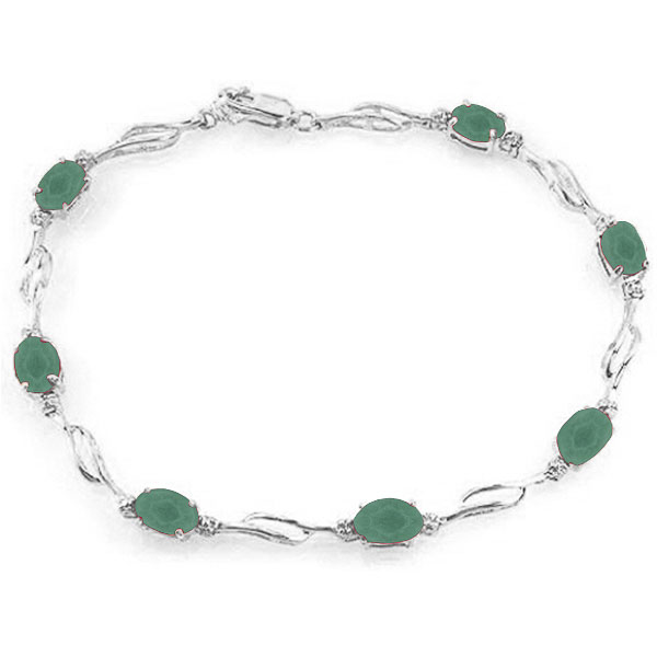 Emerald & Diamond Tennis Bracelet in 9ct White Gold