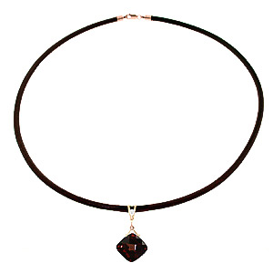 Garnet Leather Pendant Necklace 8.76 ctw in 9ct Rose Gold