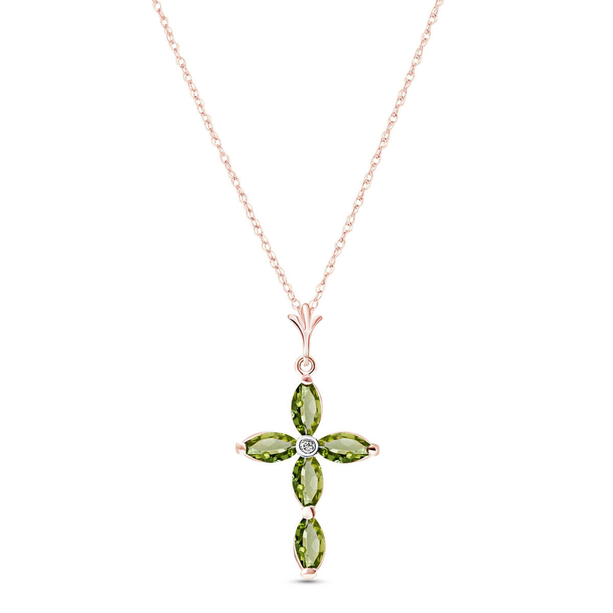 Marquise Cut Green Amethyst Pendant Necklace 1.1 ctw in 9ct Rose Gold
