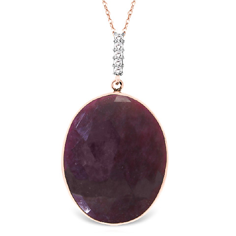Oval Cut Ruby Pendant Necklace 19.58 ctw in 9ct Rose Gold