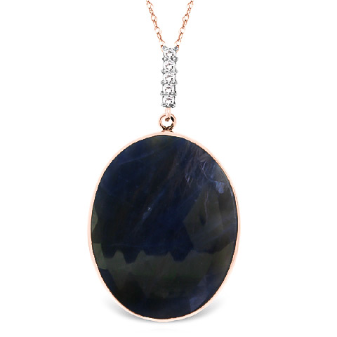 Oval Cut Sapphire Pendant Necklace 20.08 ctw in 9ct Rose Gold