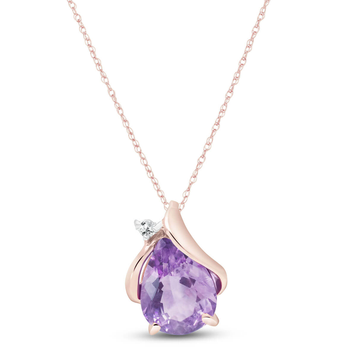Pear Cut Amethyst Pendant Necklace 1.53 ctw in 9ct Rose Gold