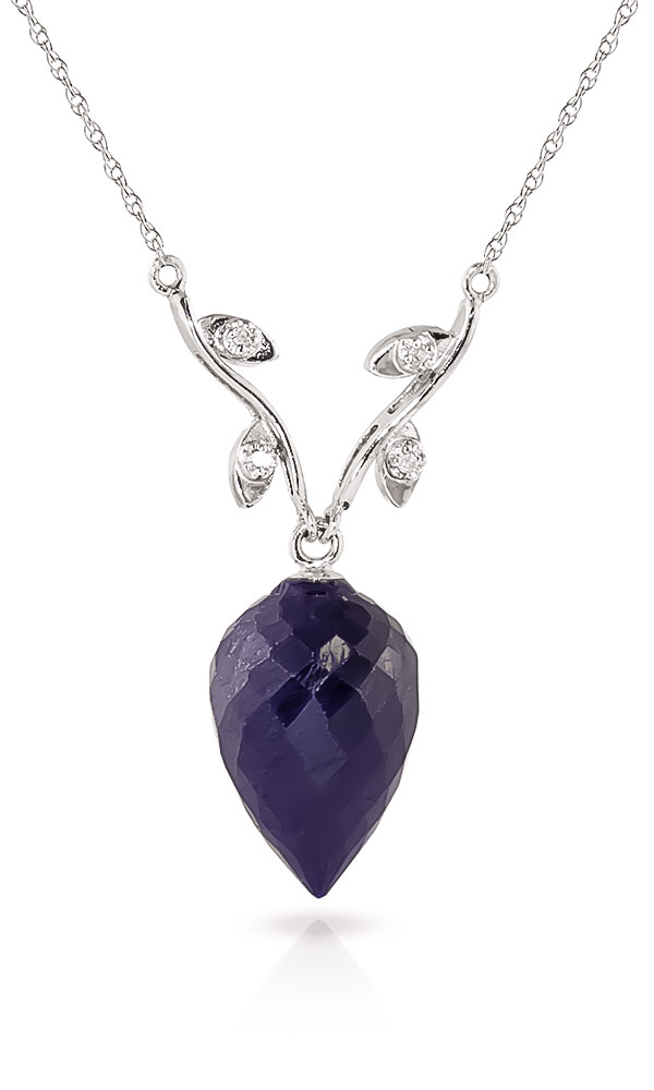 Pointed Briolette Cut Sapphire Pendant Necklace 12.92 ctw in 9ct White Gold