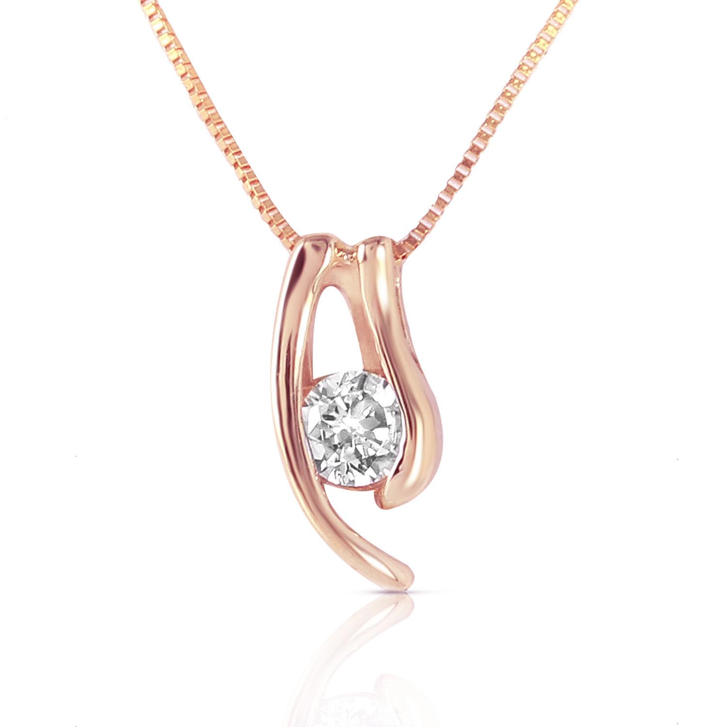 Round Cut Diamond Pendant Necklace 0.15 ct in 9ct Rose Gold
