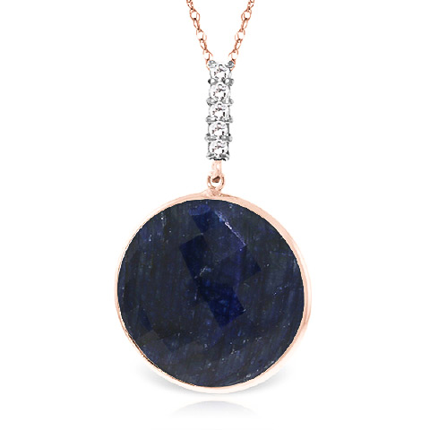 Round Cut Sapphire Pendant Necklace 23.08 ctw in 9ct Rose Gold