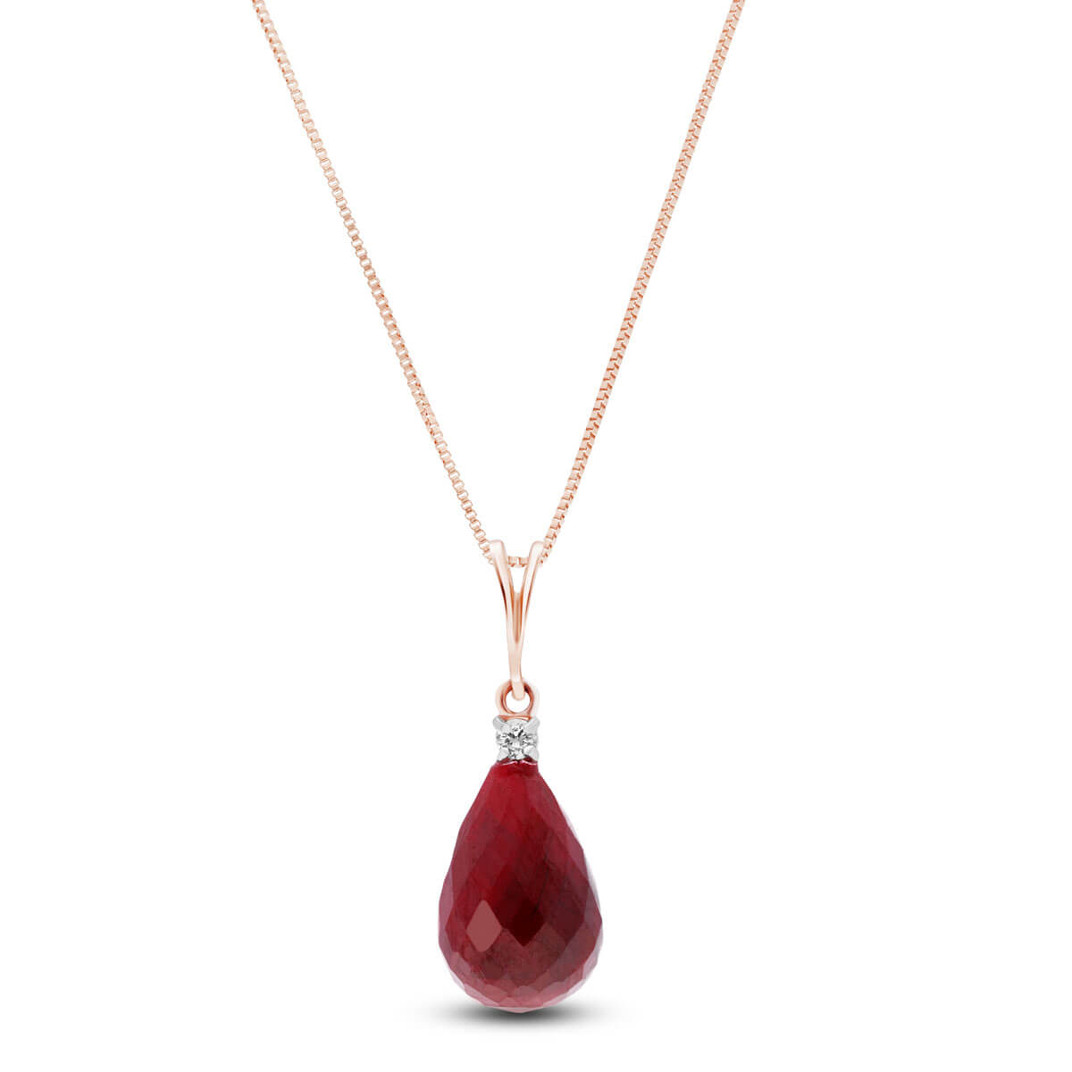 Ruby & Diamond Beret Pendant Necklace in 9ct Rose Gold