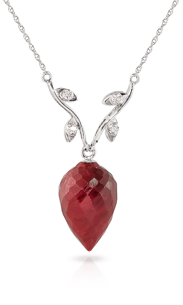 Ruby Drop Pendant Necklace 13.02 ctw in 9ct White Gold