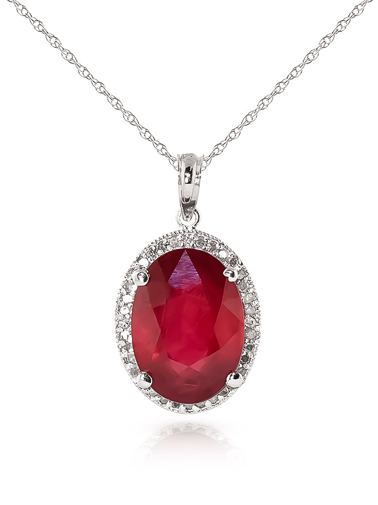 Ruby Halo Pendant Necklace 7.93 ctw in 9ct White Gold