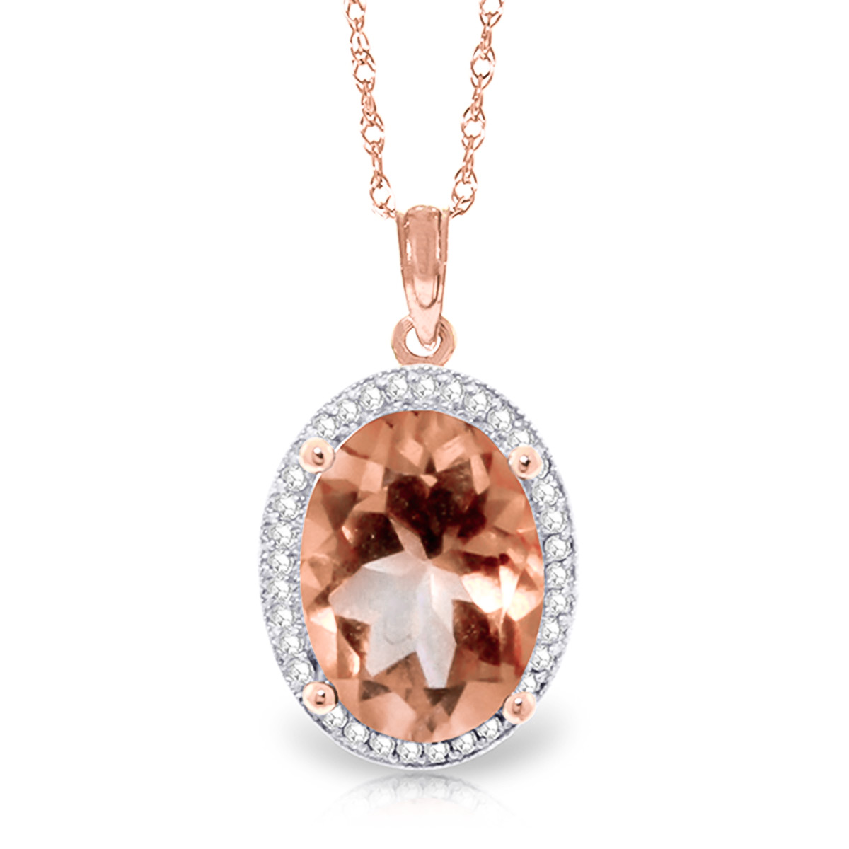 Citrine Halo Pendant Necklace 4.88 ctw in 9ct Rose Gold