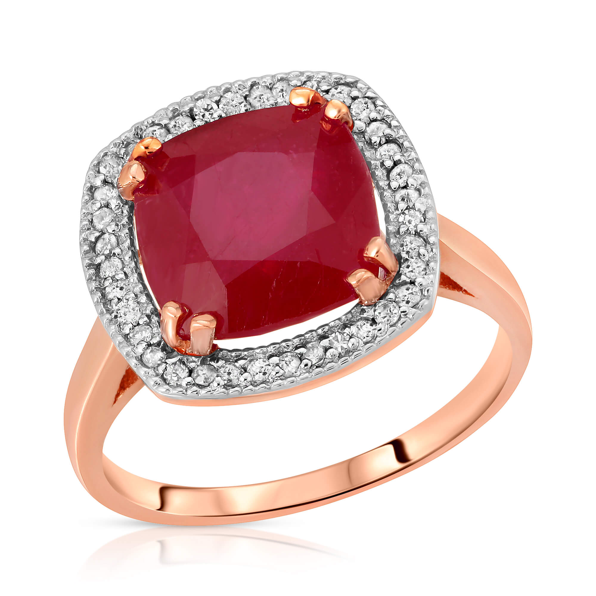 Cushion Cut Ruby Ring 6.9 ctw in 18ct Rose Gold