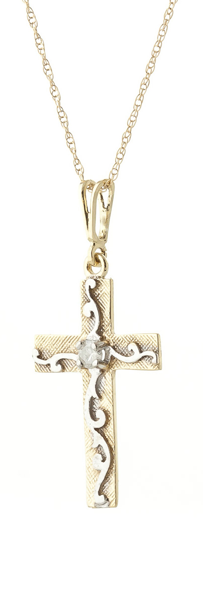 Diamond Cross Pendant Necklace 0.05 ct in 9ct Gold