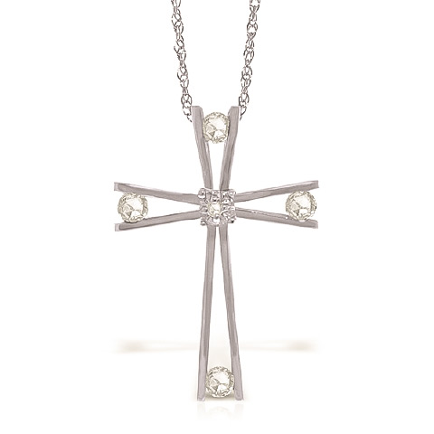 Diamond Cross Pendant Necklace 0.45 ctw in 9ct White Gold