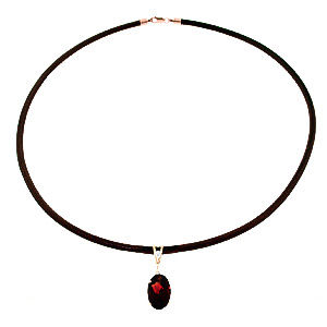 Garnet Leather Pendant Necklace 7.56 ctw in 9ct Rose Gold