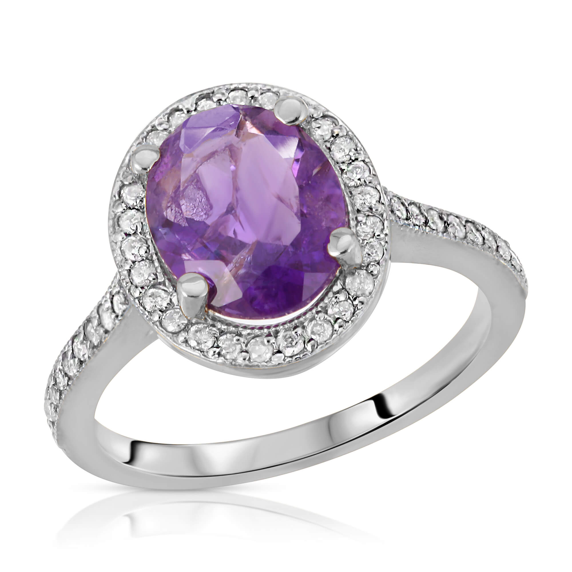 Oval Cut Amethyst Ring 2.55 ctw in Sterling Silver