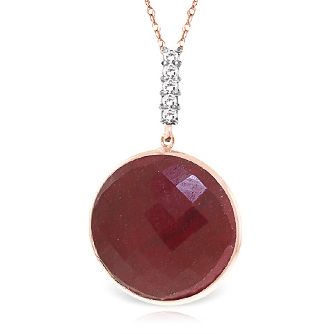 Round Cut Ruby Pendant Necklace 23.08 ctw in 9ct Rose Gold