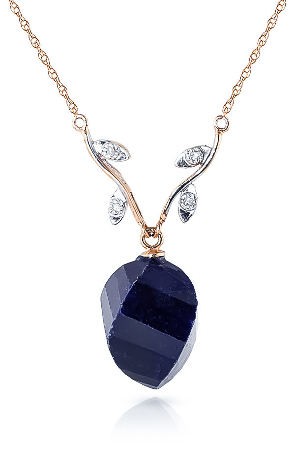 Twisted Briolette Cut Sapphire Pendant Necklace 15.27 ctw in 9ct Rose Gold