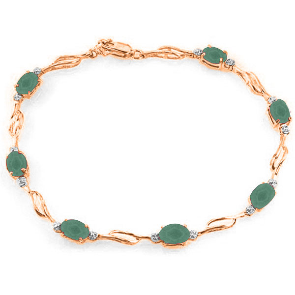 Emerald & Diamond Tennis Bracelet in 9ct Rose Gold