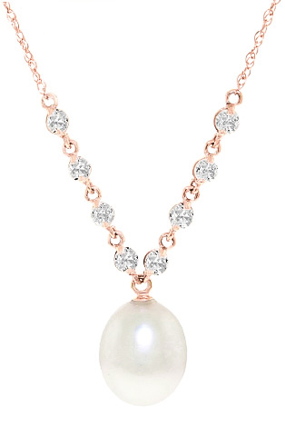 Oval Cut Pearl Pendant Necklace 4.8 ctw in 9ct Rose Gold