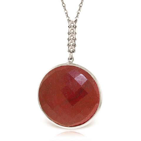 Round Cut Ruby Pendant Necklace 23.08 ctw in 9ct White Gold