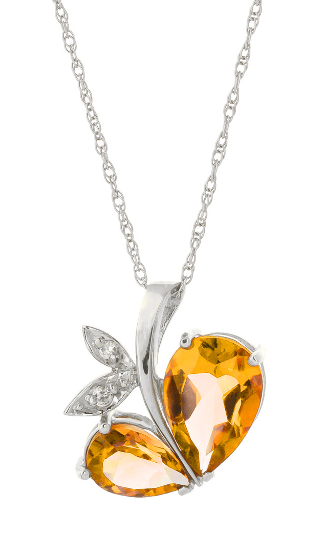 Citrine & Diamond Eternal Pendant Necklace in 9ct White Gold