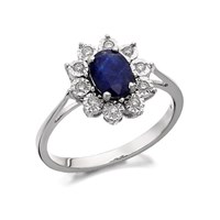 9ct White Gold Diamond And Sapphire Cluster Ring - 10pts - D7291-P