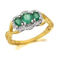9ct Gold Emerald And Diamond Cluster Ring - 10pts - D7509-Q