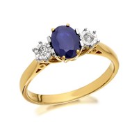 9ct Gold Sapphire And Diamond Trilogy Ring - 5pts - D6419-N