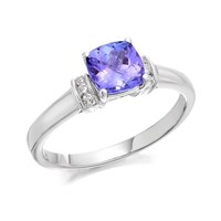 9ct White Gold Cushion Tanzanite And Diamond Ring - 6pts - EXCLUSIVE - D71104-S