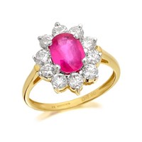 9ct Gold Ruby And 1 Carat Diamond Cluster Ring - D7425-O