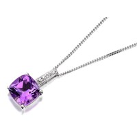 My Diamonds Silver Amethyst And Diamond Pendant And Chain - D9004