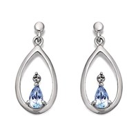 My Diamonds Silver Blue Topaz And Diamond Earrings - 19mm drop - D9959