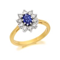 18ct Gold Diamond And Sapphire Cluster Ring - 1/2ct - D2603-K
