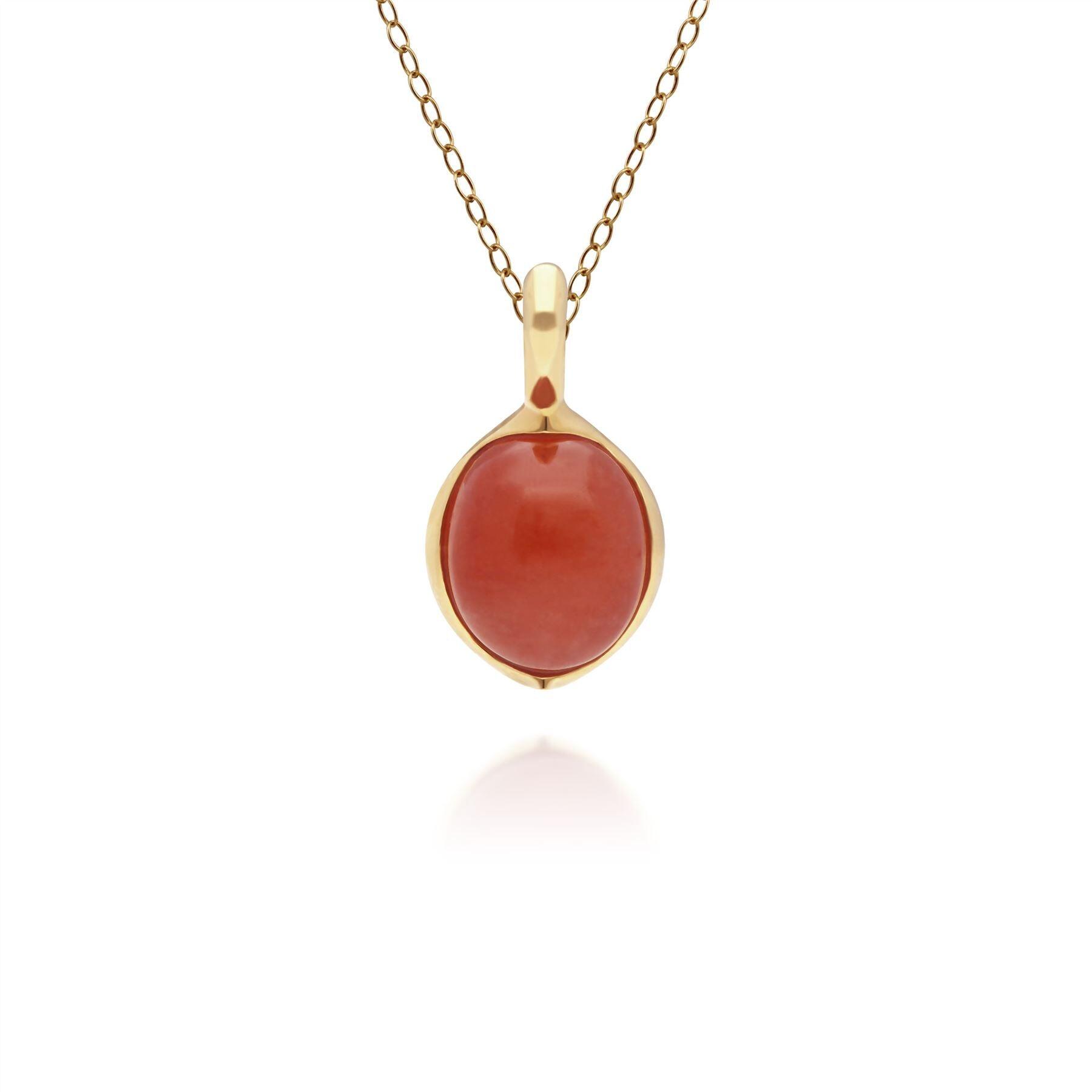 Irregular Collection Dyed Red Jade Pendant in Gold Plated Sterling Silver
