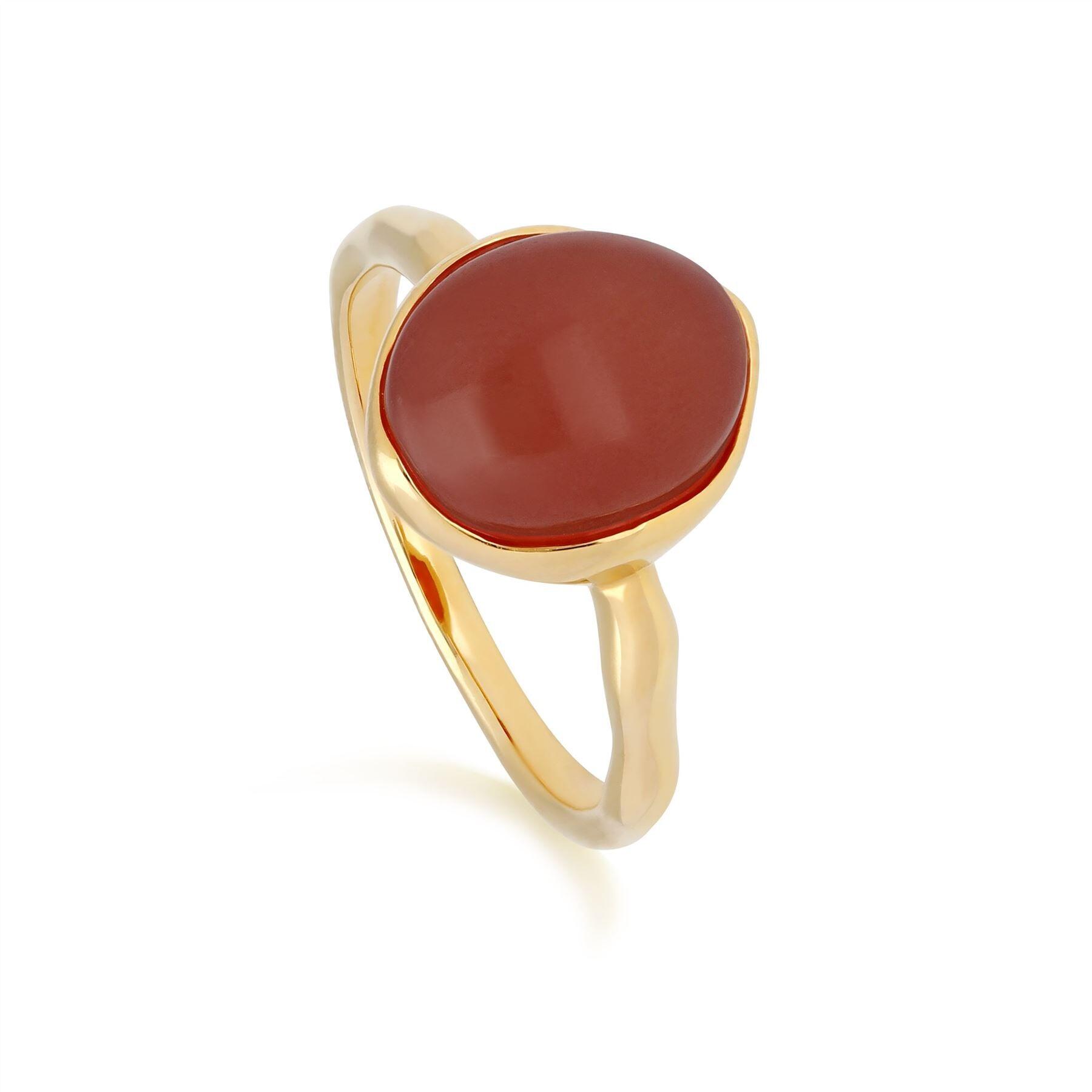 Irregular Collection Dyed Red Jade  Ring in Gold Plated Sterling Silver