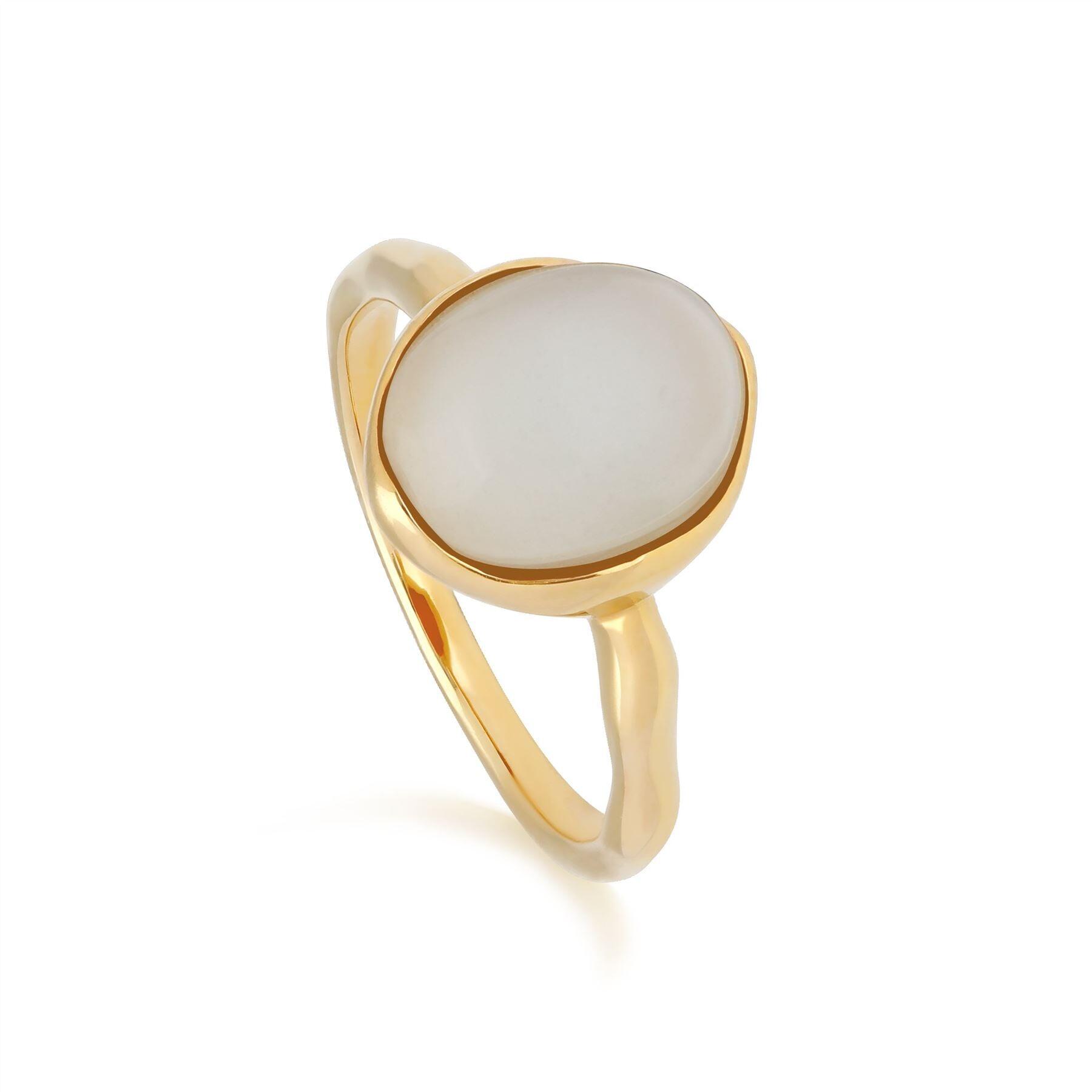 Irregular B Gem Moonstone Ring in Yellow Gold Plated Silver