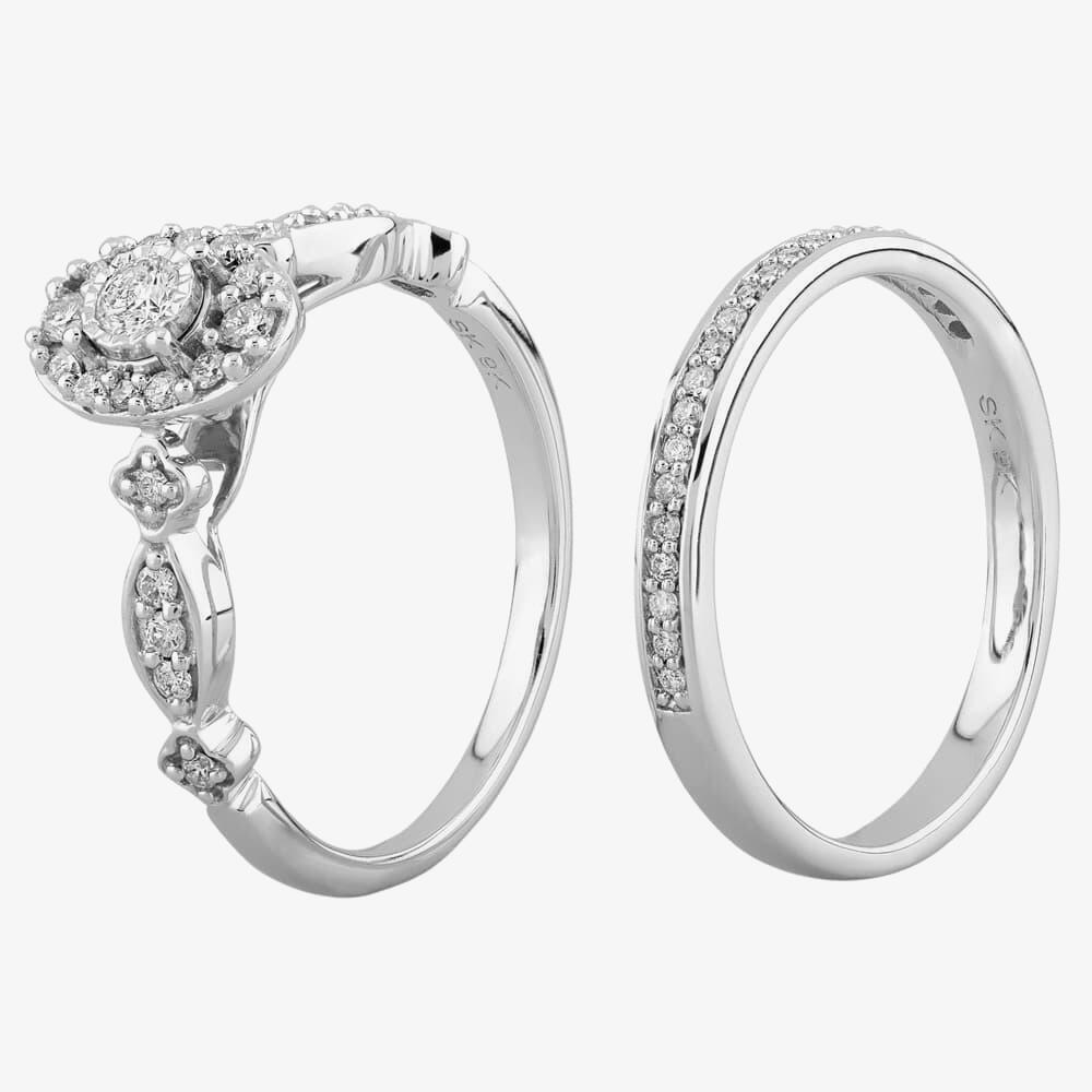 9ct White Gold 0.50ct Diamond Fancy Cluster Bridal Set THR21339-50 O