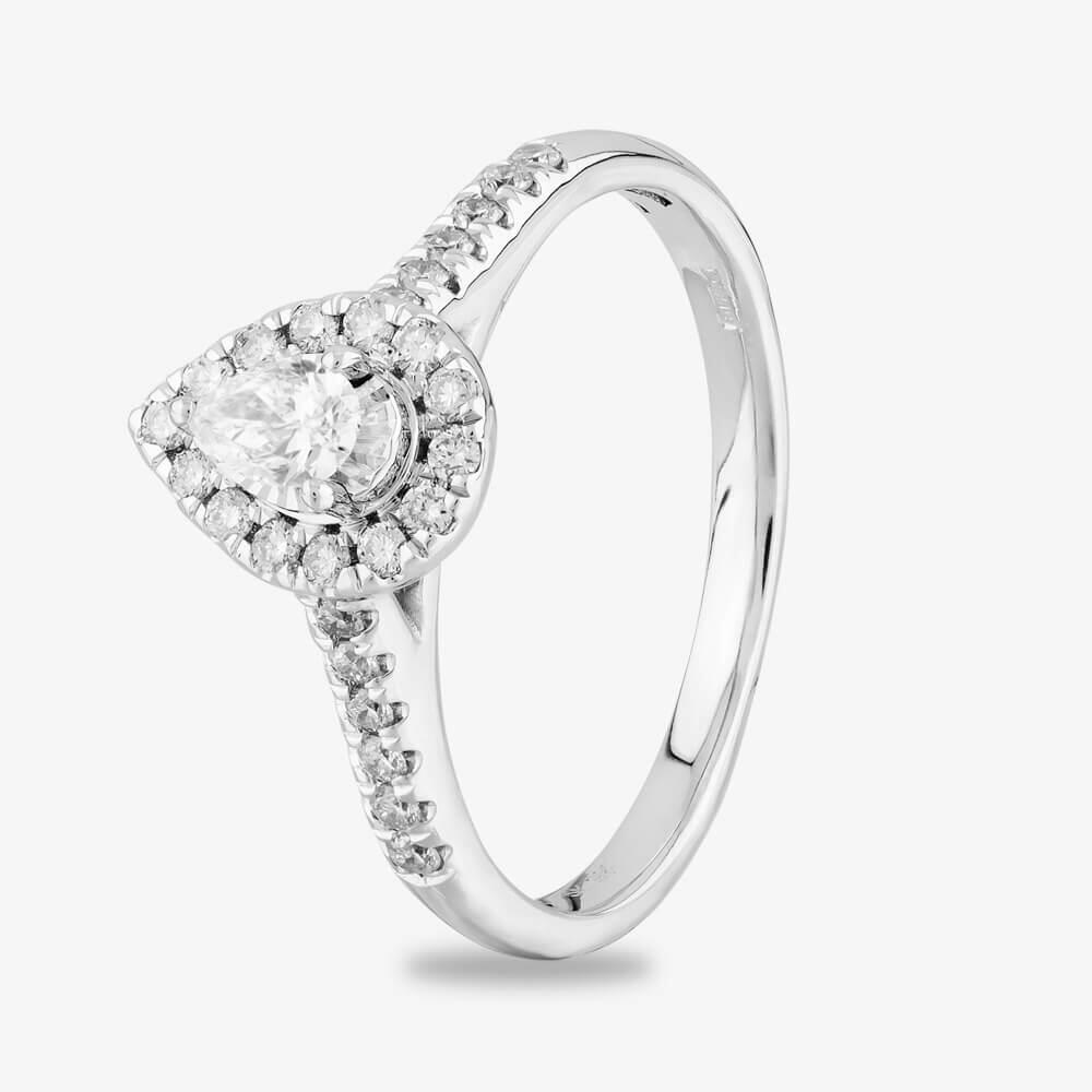 9ct White Gold 0.50ct Diamond Pear Shaped Shoulder Set Ring THR29082-50 P
