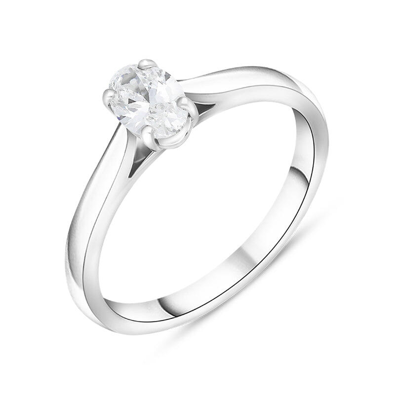 Platinum 0.70ct Diamond Oval Cut Solitaire Ring - Silver