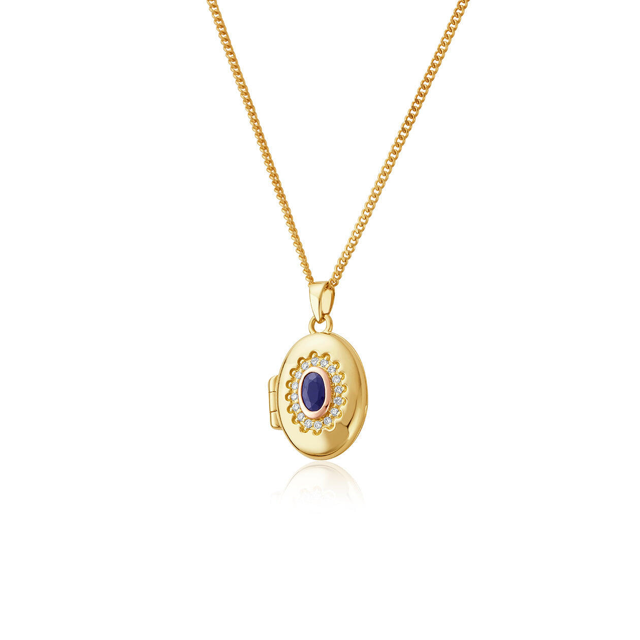 Clogau Princess Diana Sapphire Diamond 9ct Gold Locket Necklace - Gold