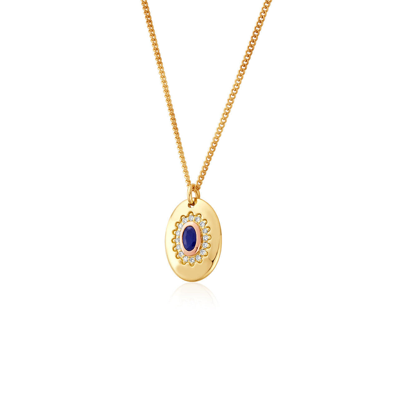 Clogau Princess Diana Sapphire Diamond 9ct Gold Pendant Necklace - Gold