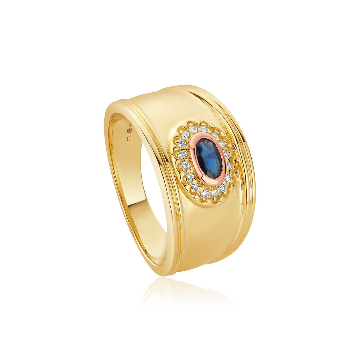 Clogau Princess Diana Sapphire Diamond 9ct Gold Ring - P