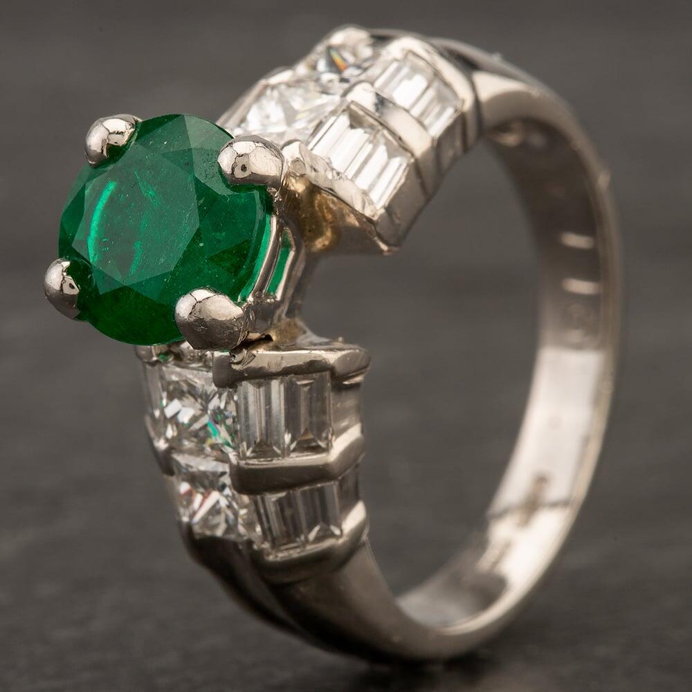 Pre-Owned Platinum 1.16ct Emerald and 0.60ct Diamond Fancy Ring 4232006