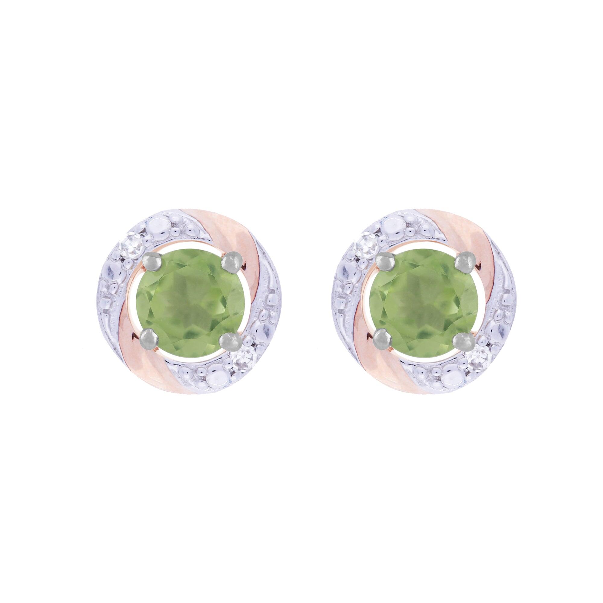 Classic Round Peridot Stud Earrings with Detachable Diamond Round Earrings Jacket Set in 9ct White Gold