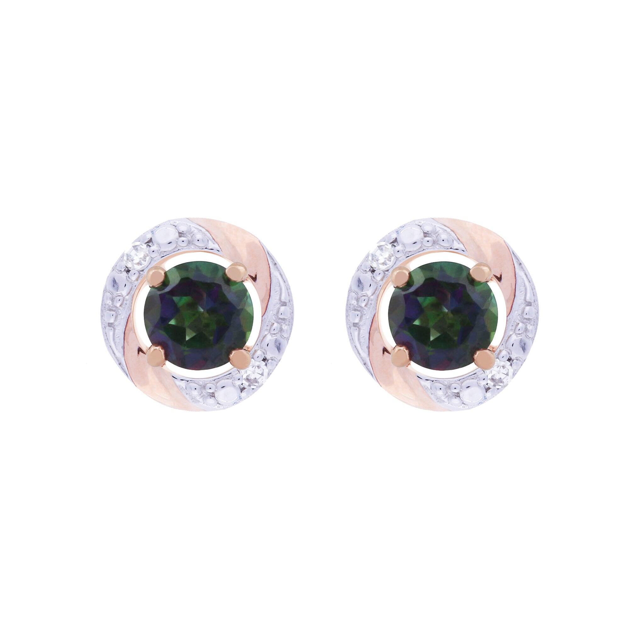 Classic Round Mystic Topaz Stud Earrings with Detachable Diamond Round Earrings Jacket Set in 9ct Rose Gold